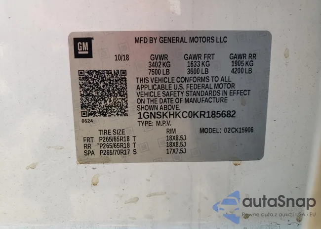 1GNSKHKC0KR185682: 64381833