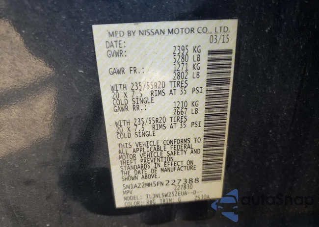 5N1AZ2MH5FN227388: 65645963