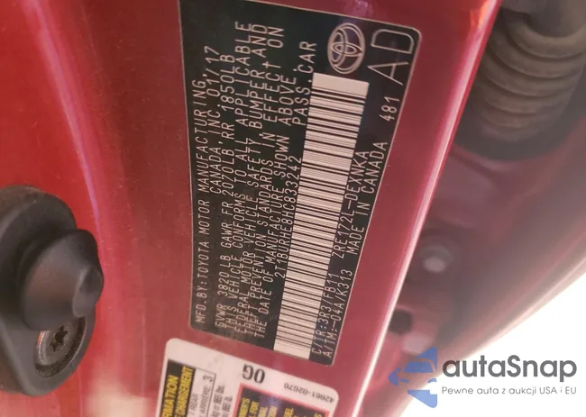 2T1BURHE8HC833242: 65262463