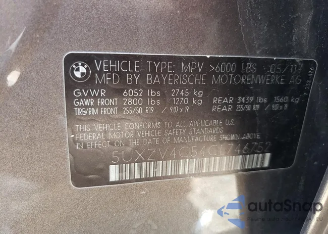 5UXZV4C54CL746752: 61804853