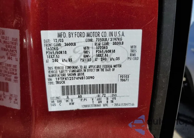 1FTPX12574NB13090: 65569303