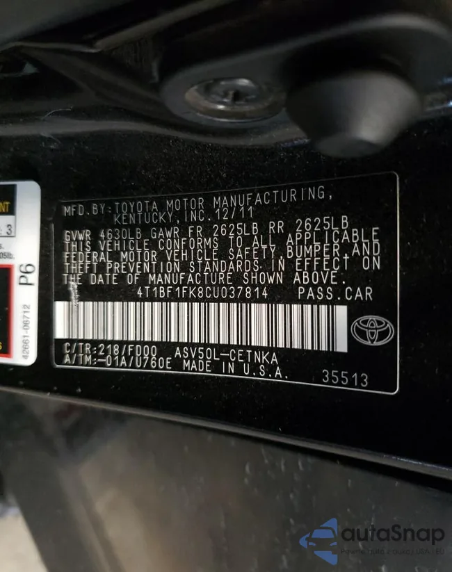 4T1BF1FK8CU037814: 65248193