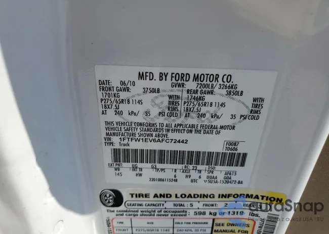 1FTFW1EV6AFC72442: 65560143