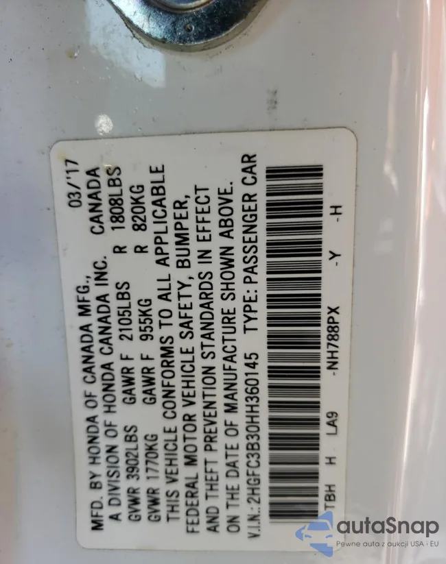 2HGFC3B30HH360145: 66748513