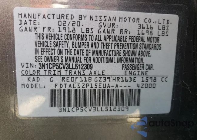 3N1CP5CV3LL512309: 68602623