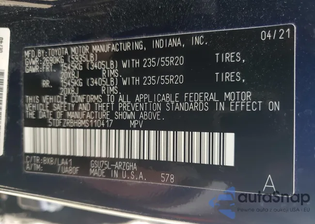 5TDFZRBH8MS110417: 68782003