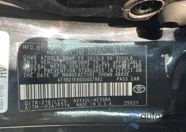 4T1BD1EB6DU007882: 70186733