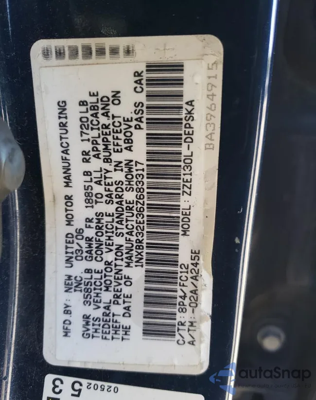 1NXBR32E36Z683317: 68785853