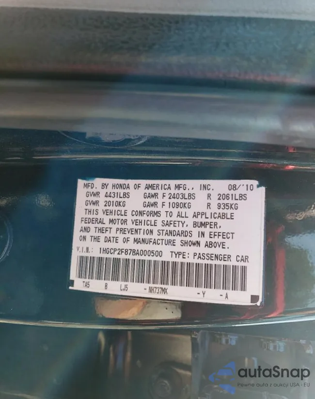 1HGCP2F87BA000500: 66624513