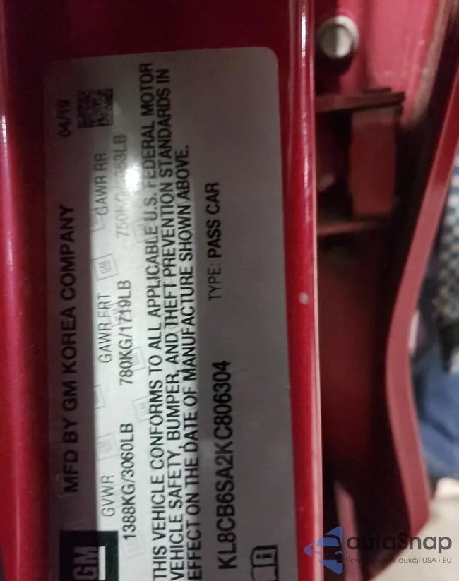 KL8CB6SA2KC806304: 69696953