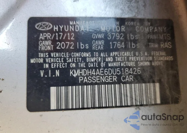 KMHDH4AE6DU518426: 69611563