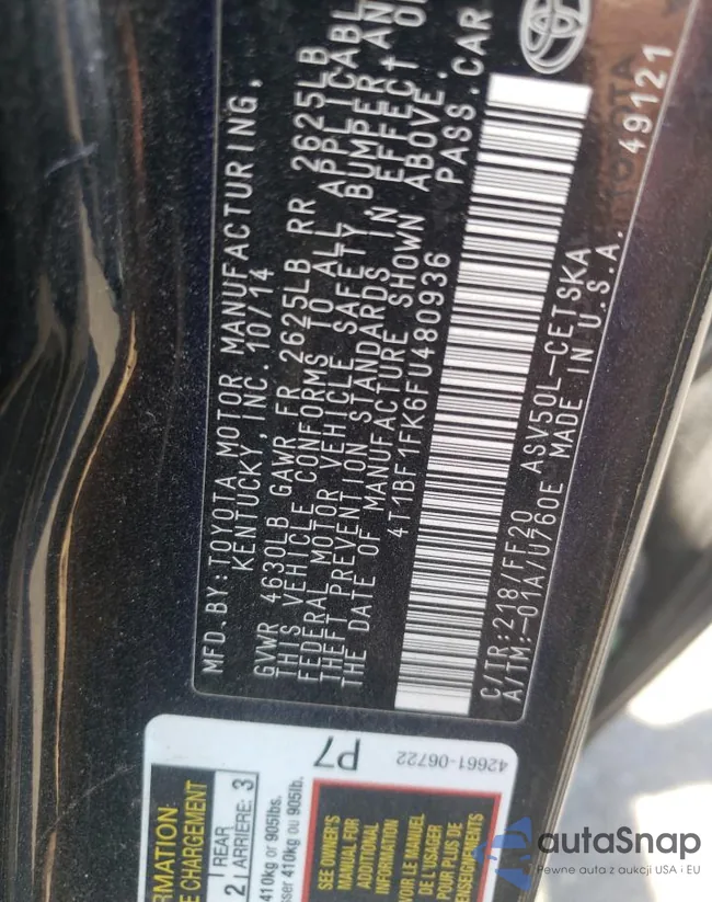 4T1BF1FK6FU480936: 68488233