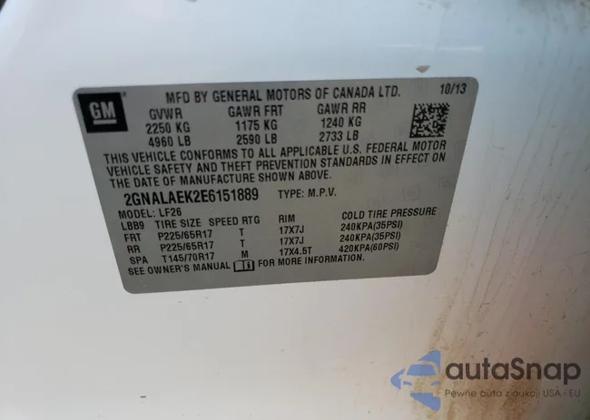 2GNALAEK2E6151889: 68697953