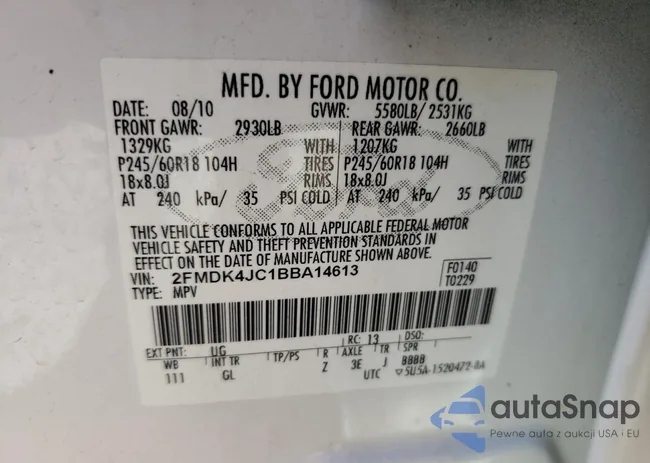 2FMDK4JC1BBA14613: 68788983