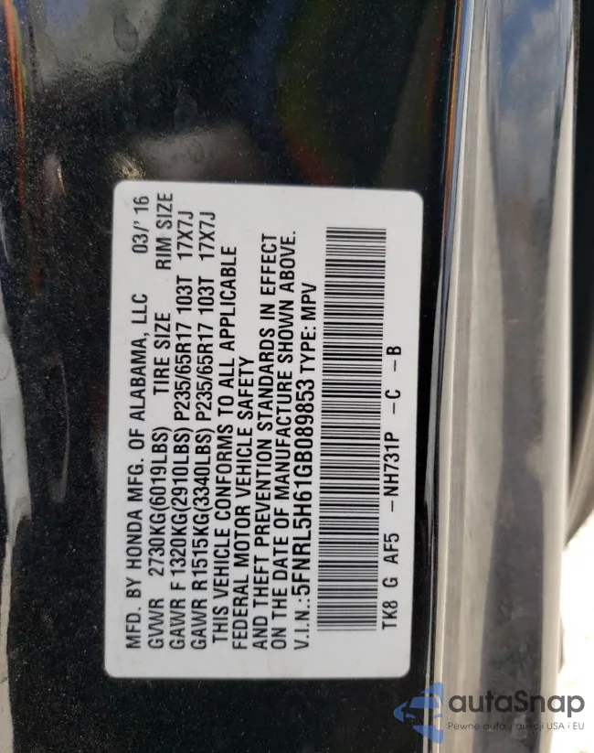 5FNRL5H61GB089853: 68489663