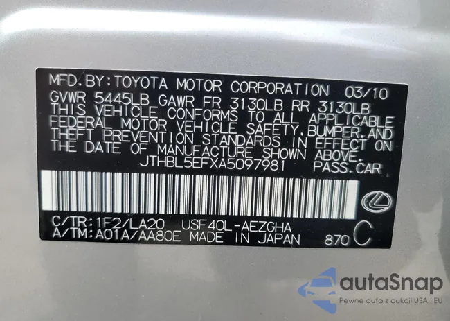 JTHBL5EFXA5097981: 67987523