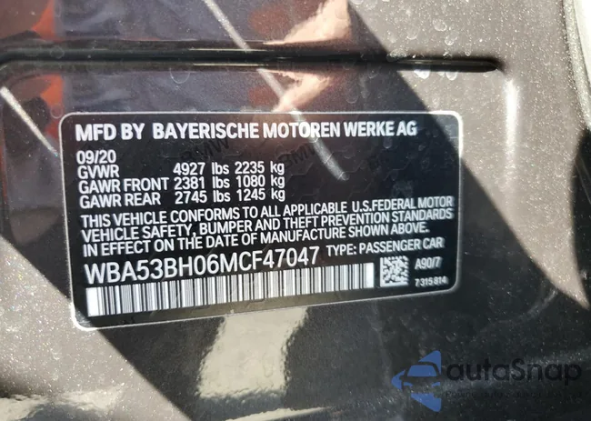 WBA53BH06MCF47047: 70107643