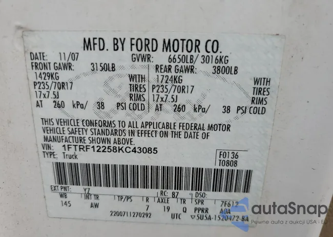 1FTRF12258KC43085: 68357853