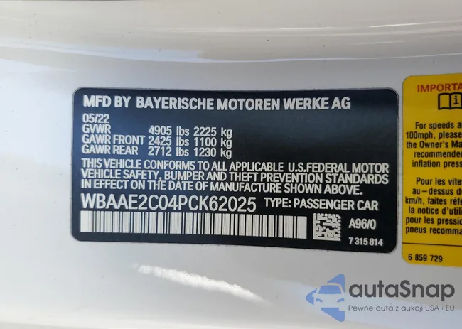 WBAAE2C04PCK62025: 67038023