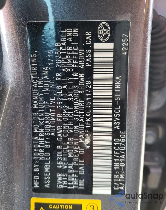 4T4BF1FKXGR541728: 69371713