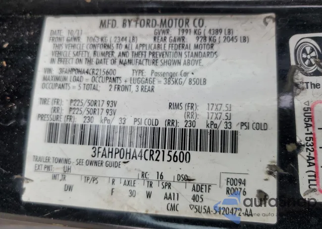 3FAHP0HA4CR215600: 69513613