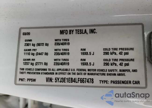 5YJ3E1EB4LF667478: 69258503