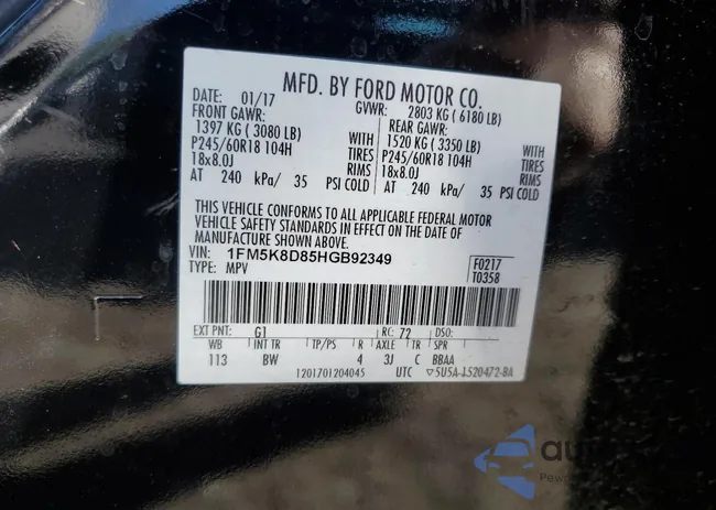 1FM5K8D85HGB92349: 67505413