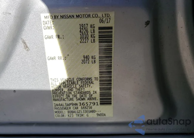 1N4AL3AP9HN365791: 72580233