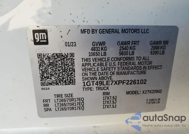 1GT49LE7XPF226102: 74147003