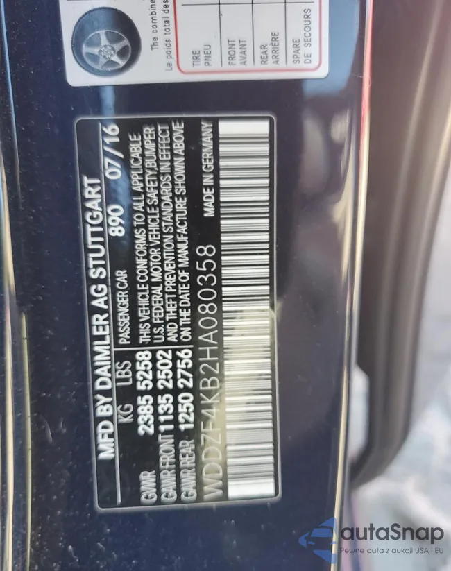 WDDZF4KB2HA080358: 71821993