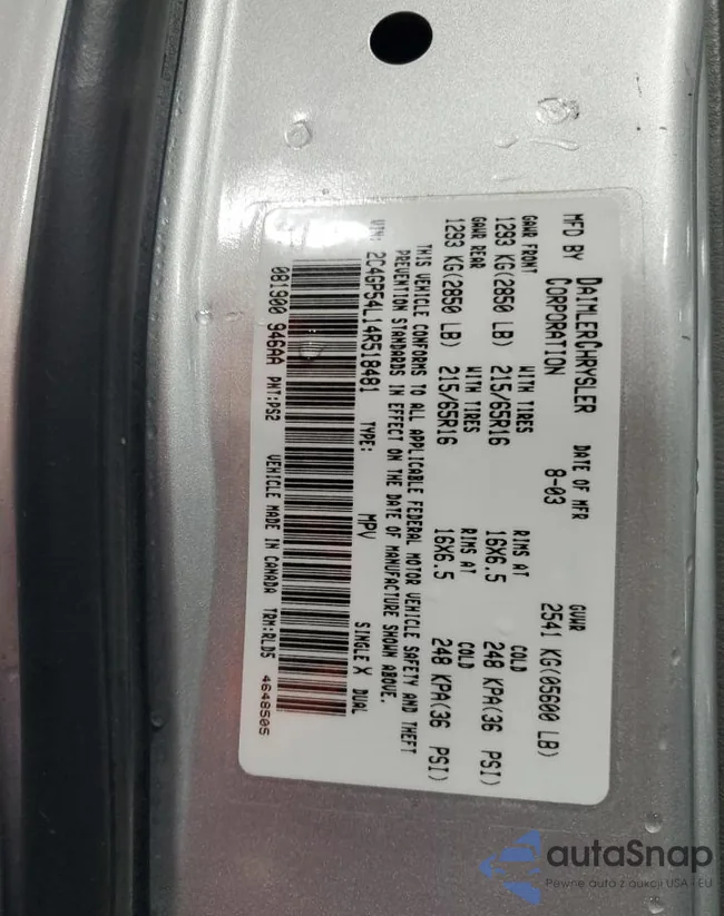 2C4GP54L14R518481: 71878323