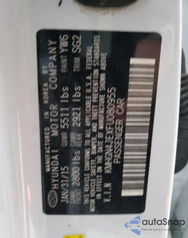 KMHGN4JEXFU080955: 70580033