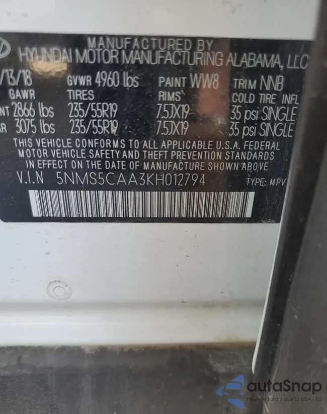 5NMS5CAA3KH012794: 70658903