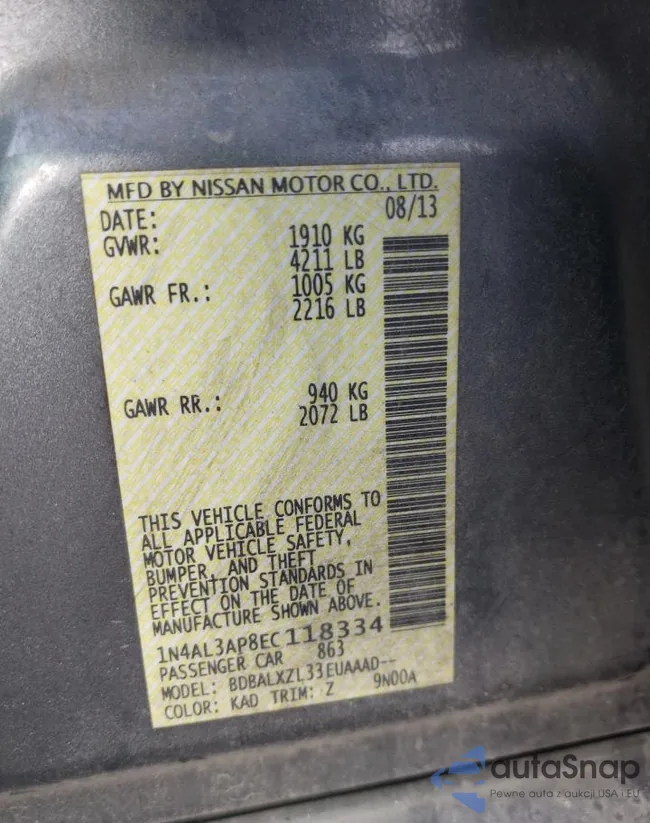 1N4AL3AP8EC118334: 72733703