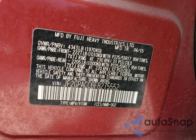 JF2GPACC6F8275552: 70915923