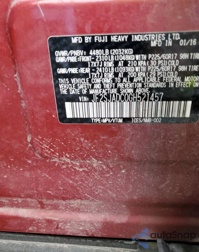 JF2SJADC0GH521457: 71413253