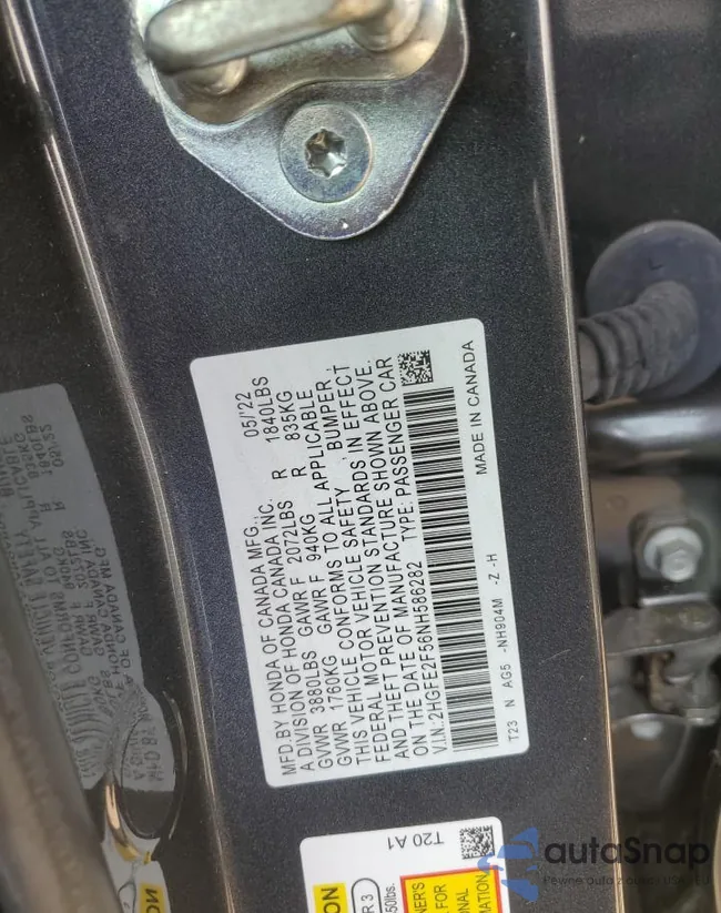 2HGFE2F56NH586282: 73206633