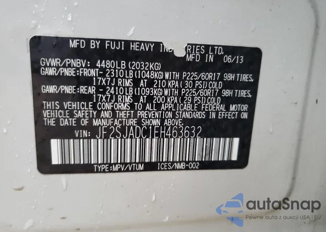 JF2SJADC1EH463632: 71039123