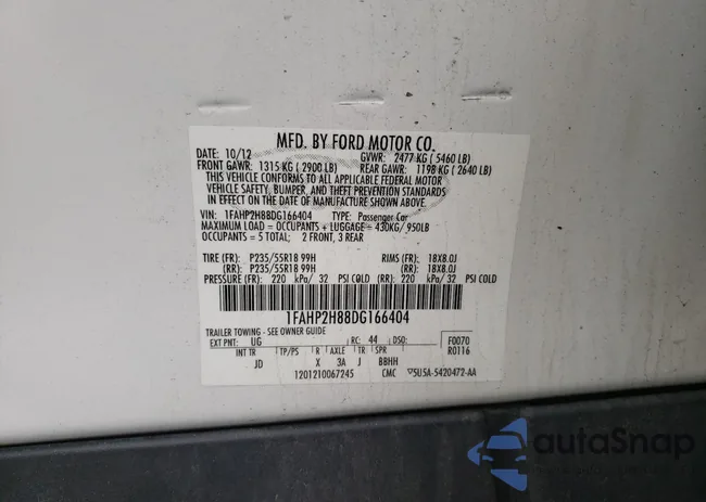 1FAHP2H88DG166404: 73288573