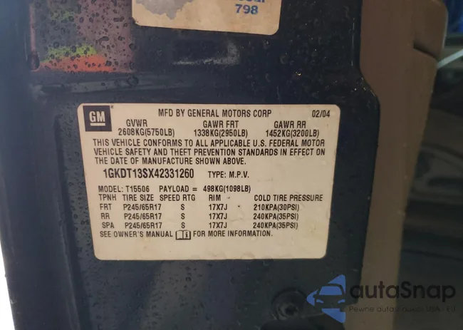 1GKDT13SX42331260: 72741563