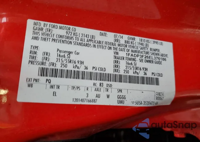 1FADP3F26EL376186: 71342643