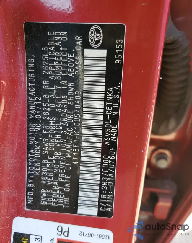 4T1BF1FK1CU570409: 72371853