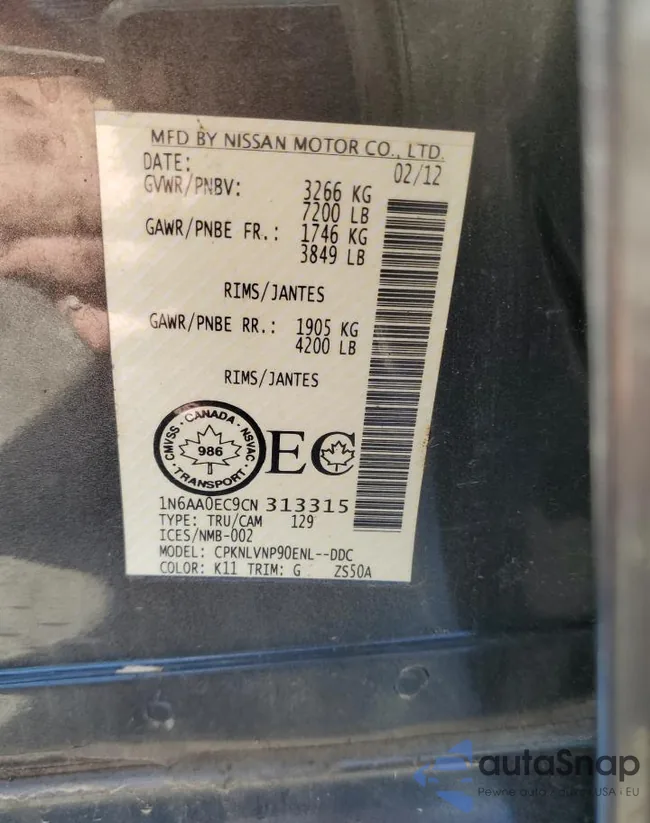 1N6AA0EC9CN313315: 72001143