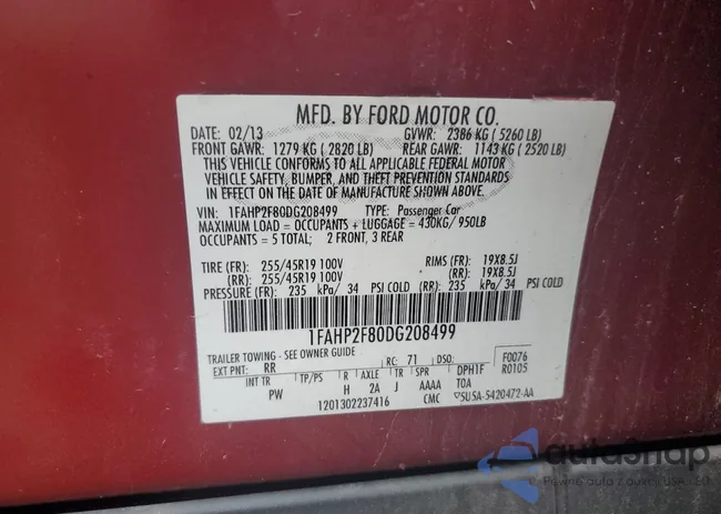 1FAHP2F80DG208499: 72774823