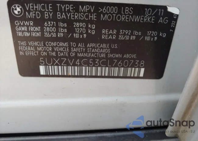 5UXZV4C53CL760738: 72803243