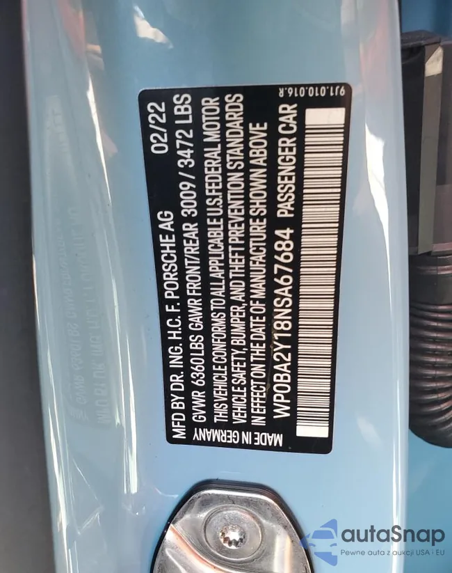 WP0BA2Y18NSA67684: 73891653