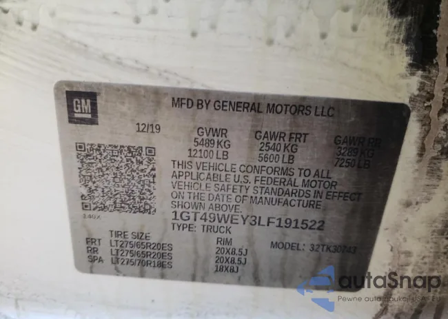 1GT49WEY3LF191522: 69040093