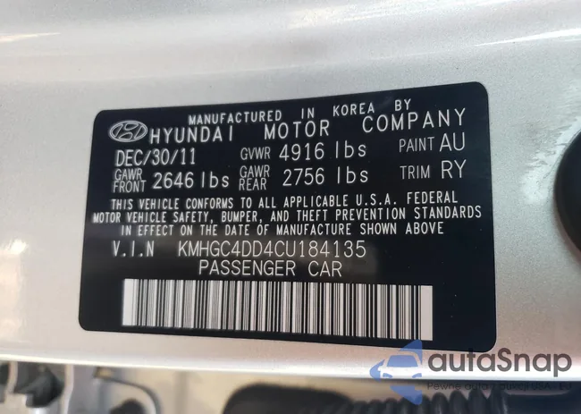 KMHGC4DD4CU184135: 72031103