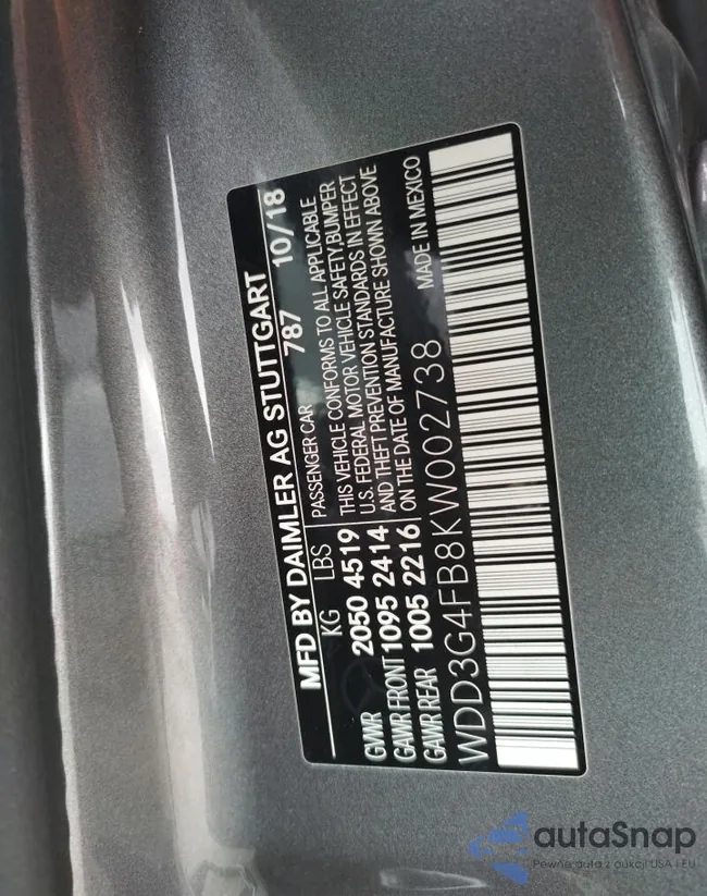 WDD3G4FB8KW002738: 70942553