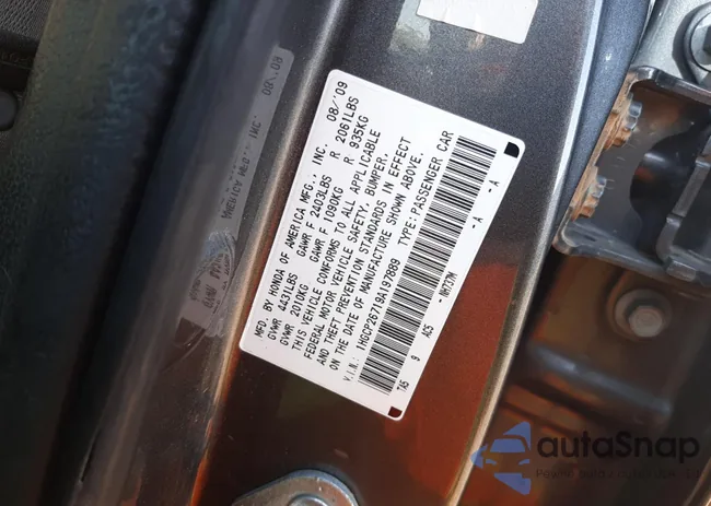 1HGCP26719A197889: 70815693